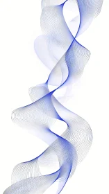 Blue generative waveforms twist through white negative space.