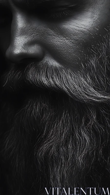 Macro-study of male facial hair, pores and shadowed skin surface.