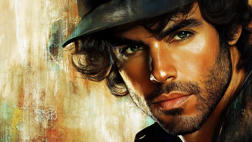 Intense green eyed portrait glows with rugged charm