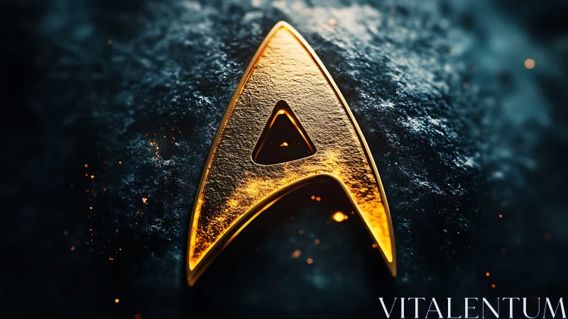 Gold metallic delta emblem rendered on dark textured surface