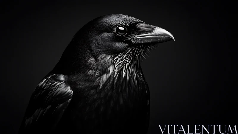 Majestic Raven Portrait in Dramatic Black and White Photography.