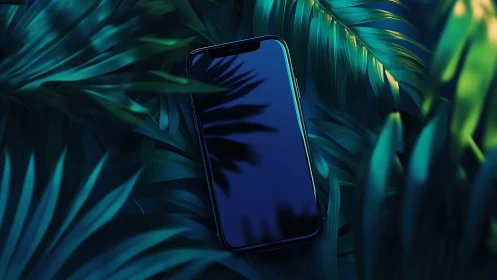 Midnight Device Nestled in Emerald Fronds.