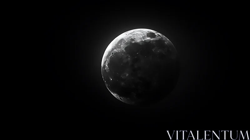 High-contrast lunar terminator with cratered surface relief study