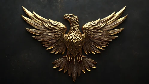 Majestic Golden Eagle Emblem in Luxurious 3D Relief Style.