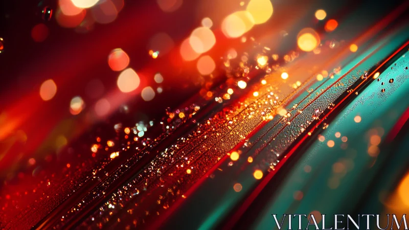 Vibrant Abstract Light Trails with Water Droplets, Bokeh Style.