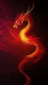 Curved red and yellow dragon rendered on a dark gradient background