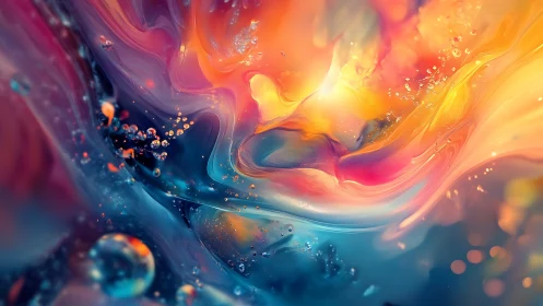 Liquid light nebula swirling in cozy, cosmic color.