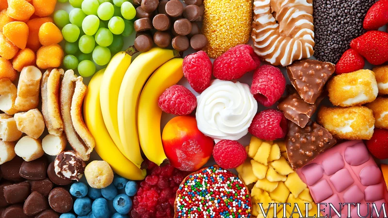 Confectionery and Produce Assemblage: Polychromatic Culinary Composition Analysis.