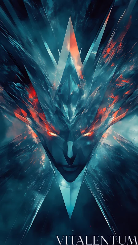 Frostfire guardian with crystal crown and ember eyes.