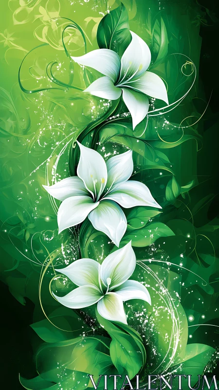 Luminescent Lilies: Verdant Cascade of Botanical Radiance.