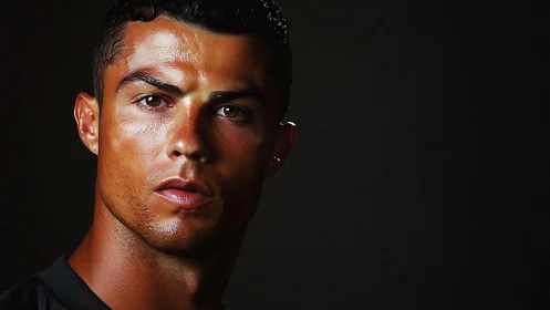 Intense male portrait under sharp directional studio light.