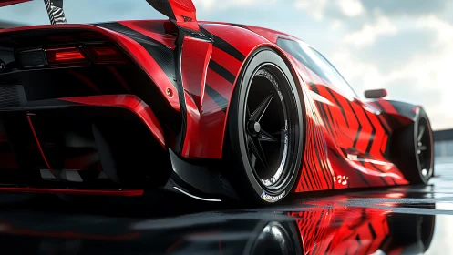 Sleek red supercar glowing with bold track-ready energy.