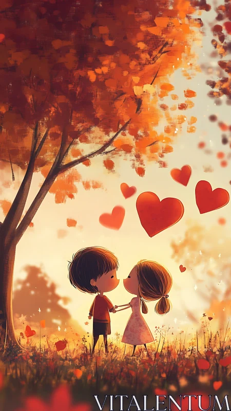 Two Hearts Under the Autumn Tree.