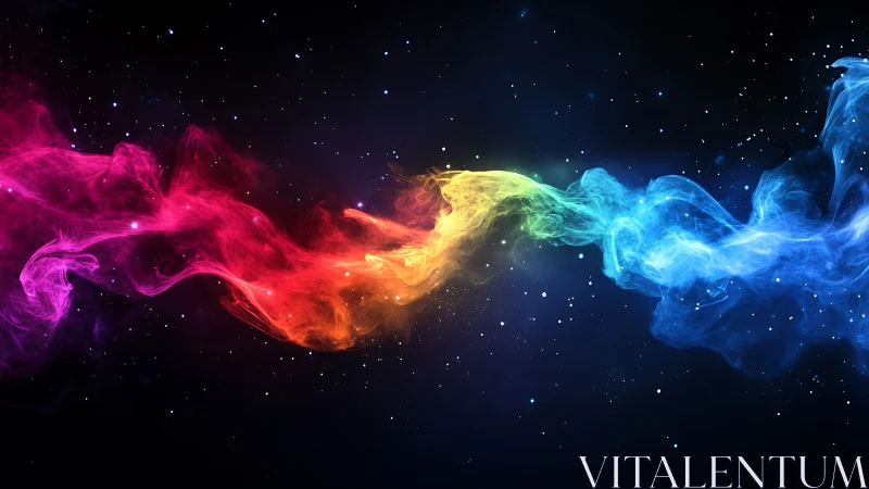 Chromatic nebula stream traverses deep stellar void