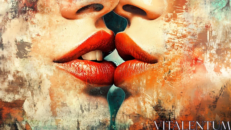 Warmly brushed kiss blending passion, texture, and color.