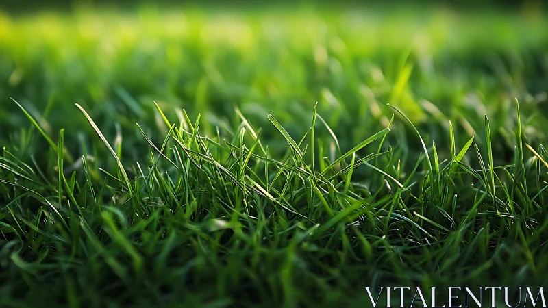 Macro depth-of-field study of sunlit grass blades at dusk