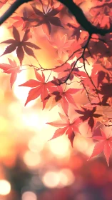 Sunlit maple whispers in a glowing autumn bokeh dreamscape.