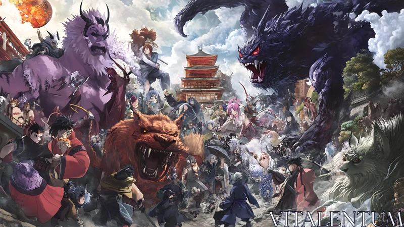 Epic shinobi and summoned beasts surge toward a mythic battle