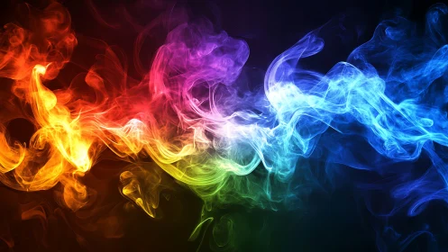 Chromatic smoke river swirling through electric midnight.