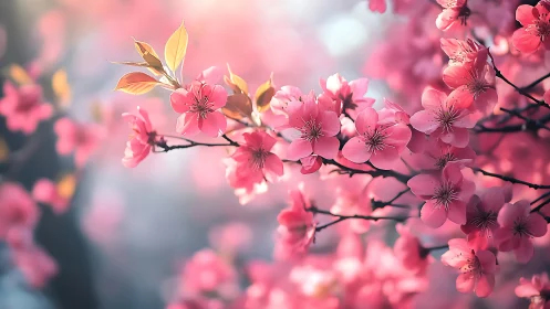 Cherry Blossoms in Bloom: Pink Flowering Branches