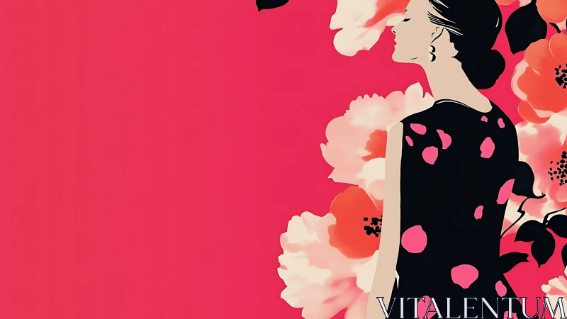 Woman in pink blossoms finding quiet courage in color.