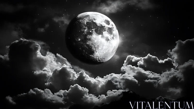 Moonlit clouds cradling a glowing midnight sky.