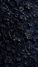 Embossed Floral Tapestry Dark Blue Relief. Period.