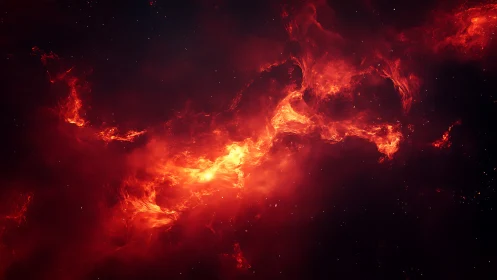 Digital painting of stellar inferno nebula with dynamic flow.