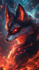 Fiery quadruped head rendered with luminous ember effects