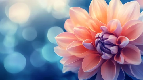 Luminous Dahlia Bloom with Chromatic Gradient Petals and Bokeh Depth.