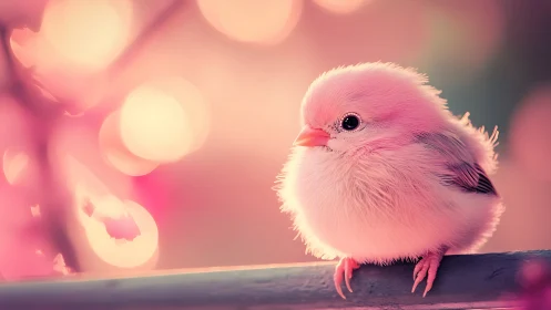 Pink Chick Glowing in Warm Bokeh Light.