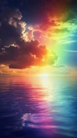 Spectral sky gradient illuminates reflective ocean surface dynamics