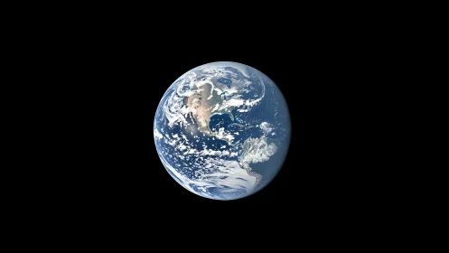 Detailed satellite view of Earth against deep black space.