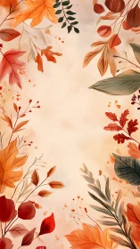 Autumn leaves border with warm orange and red foliage.