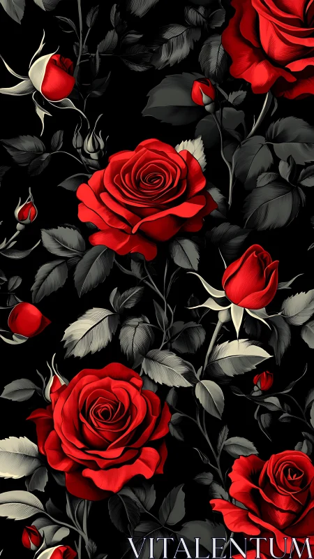 Red Roses Against Black: Dramatic Floral Composition.