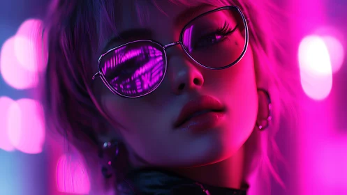 Neon reflections whisper secrets across chrome-lined lenses
