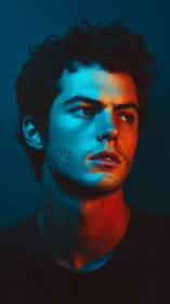 Dual-tone cinematic portrait uses split lighting for drama