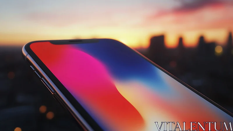 Smartphone Display Rendering Gradient Chromatic Composition Urban Dusk.