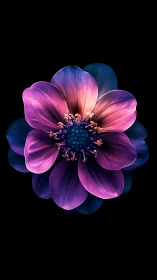 Bioluminescent Dahlia Study in Neon Gradient Rendering.