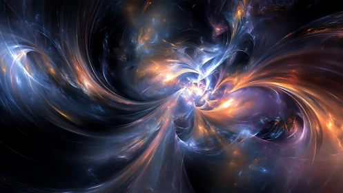 Cosmic light swirls gathering in a dreamy nebula embrace.