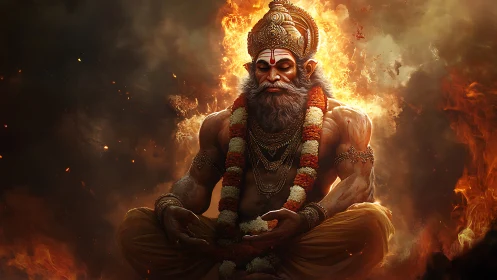 Fiery meditation scene honors a powerful, serene deity