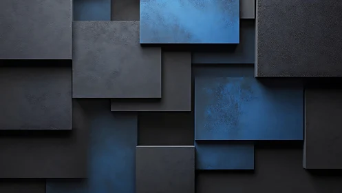 Moody blue rectangles layered in a calm geometric rhythm.