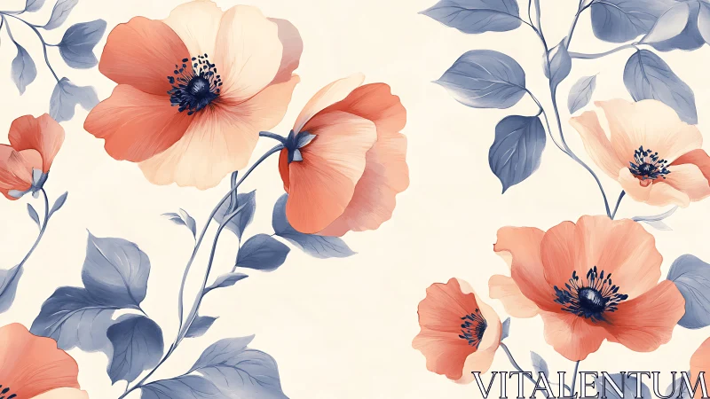 Coral Poppies Dance with Slate Foliage.