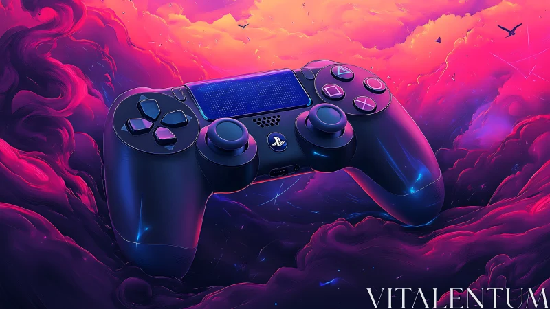 PlayStation DualShock 4 Controller Rendered Against Neon Cyberpunk Atmosphere