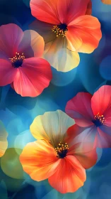 Vibrant Cosmos Blooms: Digital Floral Gradient Artwork