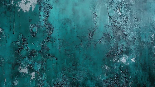 Weathered teal textured wall with peeling paint, grunge abstract style.