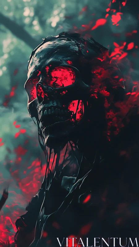 Burning skull specter dissolves in red spectral embers.