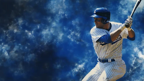 Slugger coils in a cosmic-blue storm of painted momentum