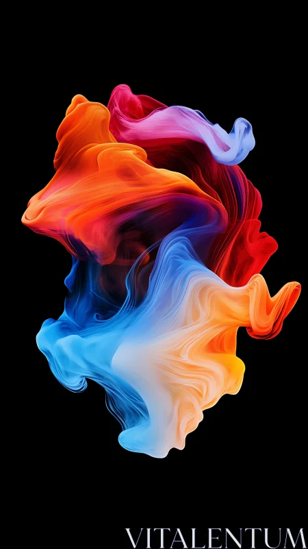 Chromatic fluid plumes twisting in luminous digital space.