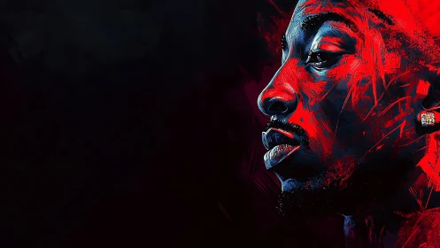 Chromatic portrait profile in high-contrast digital strokes.